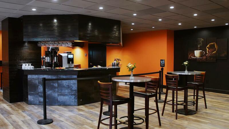 High top tables with bar stools. 