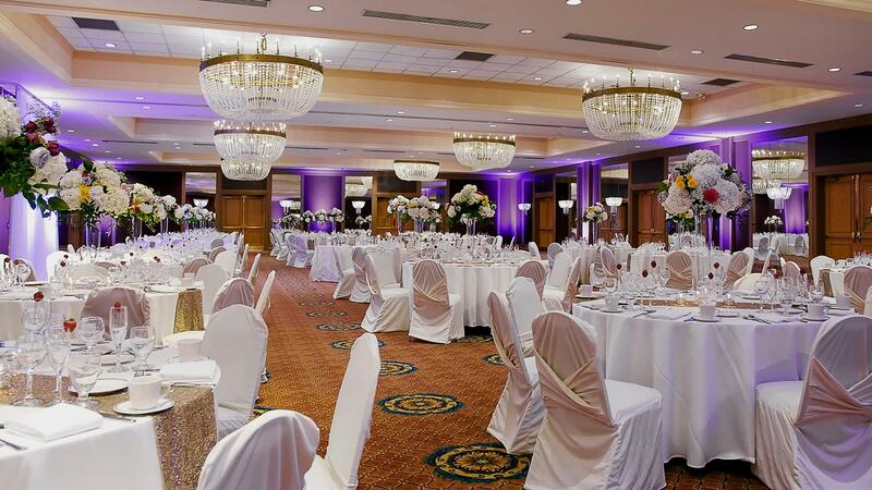 Banquet space set for wedding
